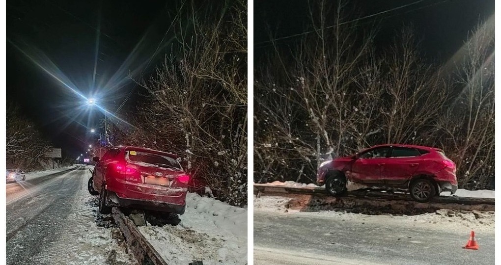 В Горно-Алтайске пьяный водитель «усадил» иномарку на отбойник