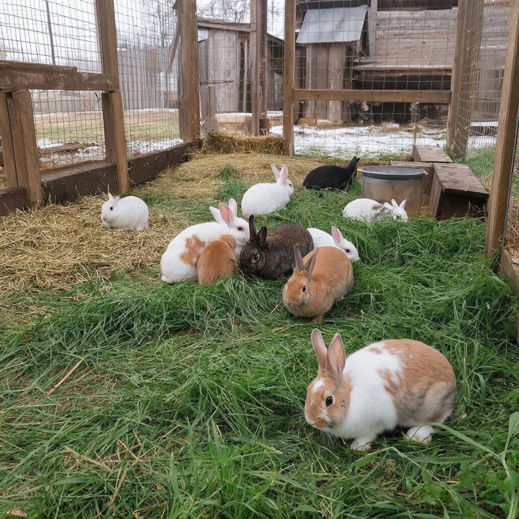 Кролики на ферме. Изображение сгенерировано сервисом GigaChat 