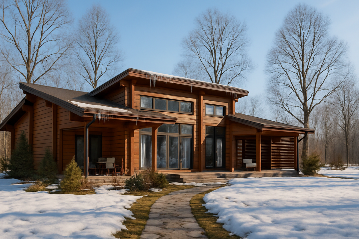 Дом из клееного бруса Магма от компании АСК ХОУМ: весна