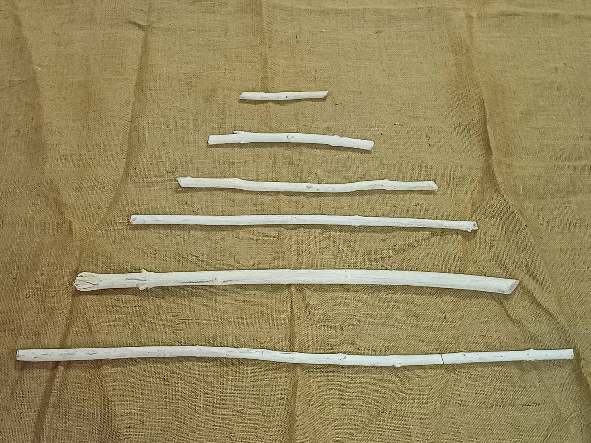 Садовые ветки, кторые я распилила и покрасила. Фото автора