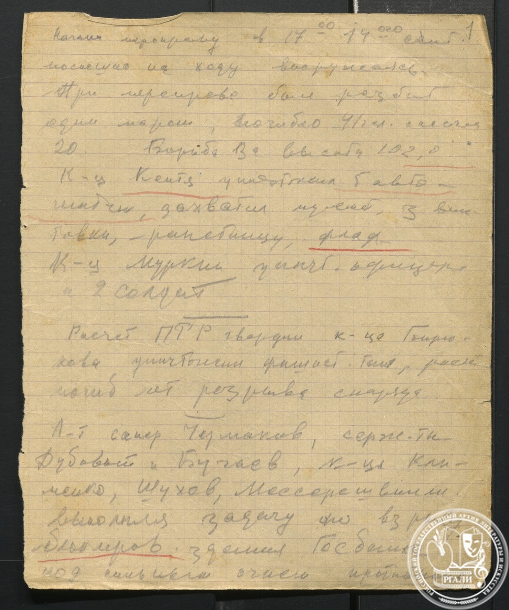 В.С. Гроссман. Дневниковая запись о боях за Сталинград. Август 1942 г. РГАЛИ. Ф. 1710. Оп. 3. Автограф.