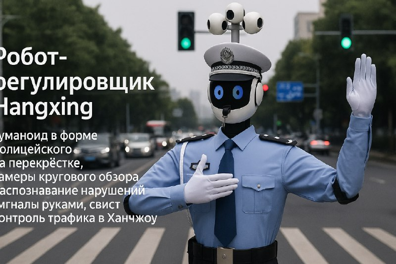 Робот Hangxing No.1 работает регулировщиком на перекрёстке Ханчжоу распознаёт нарушения ПДД