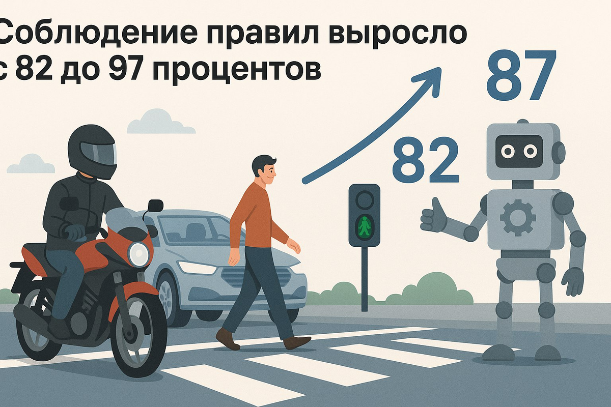 Доля участников движения соблюдающих правила выросла с 82 процентов до 97 процентов за первые дни работы