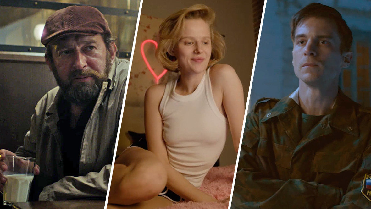    Кадр из сериала «Метод 3», реж. Юрий Быков, Кинопоиск; Кадр из из сериала «Нам покер», реж. Рустам Ильясов, Wink; Кадр из сериала «Аутсорс», реж. Душан Глигоров, Okko