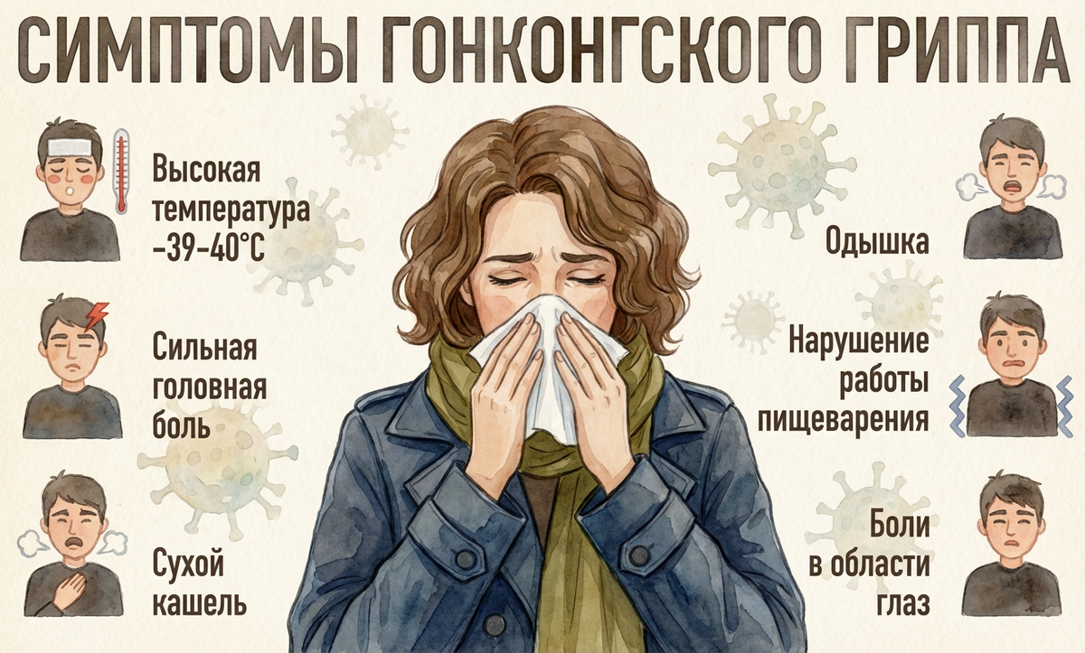 Основные симптомы гонконгского гриппа в 2025-2026 году