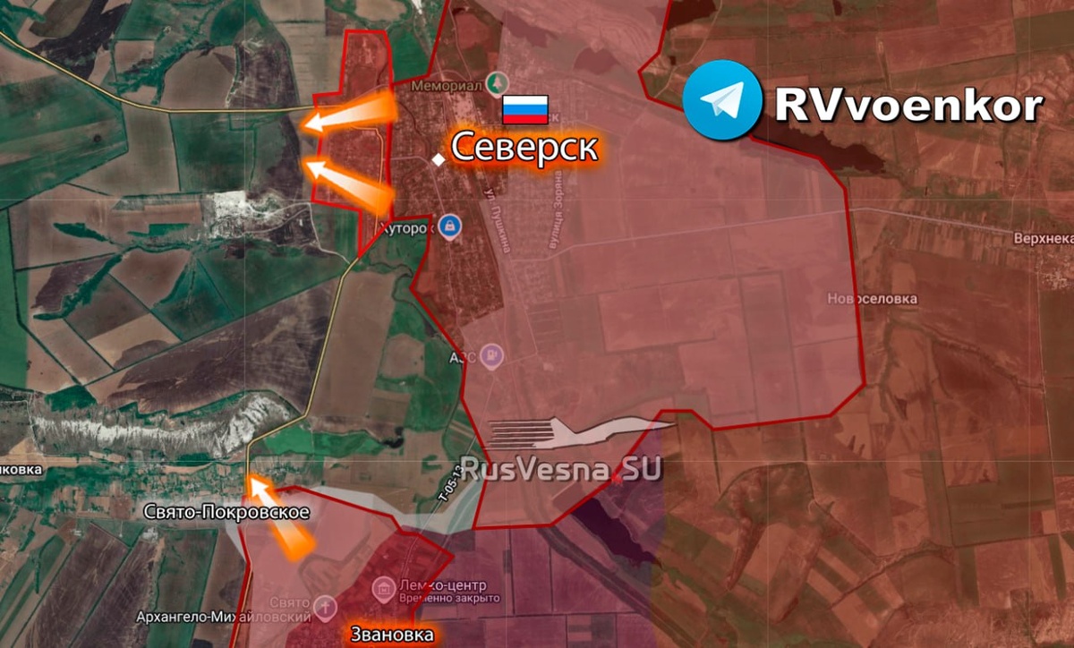    Карта боевых действий с Telegram-канала "Операция Z: Военкоры Русской Весны"