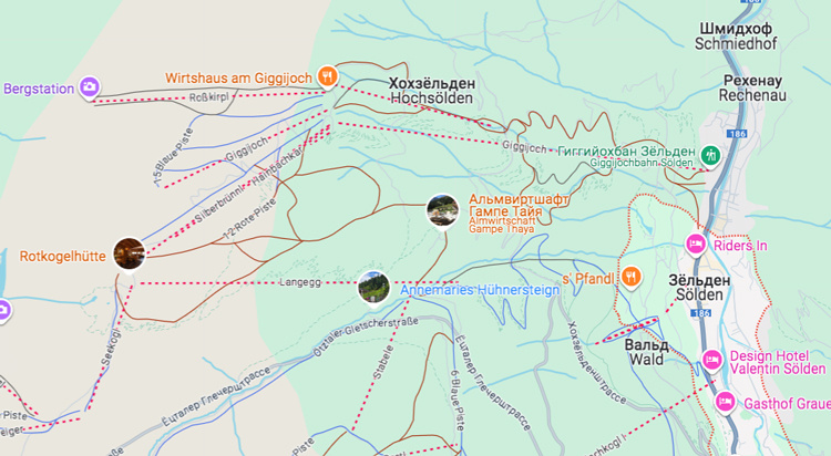 Теперь на картах Google можно увидеть трассы и подъемники