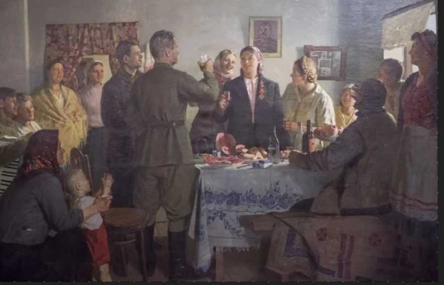 Михаил Лихачев. "Тост за героиню труда", 1949.