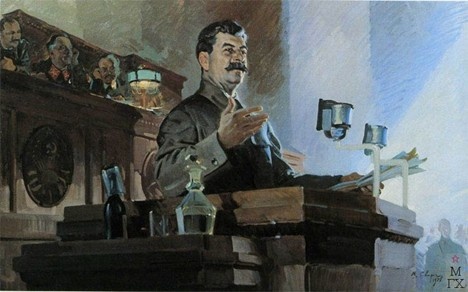 Василий Сварог «Доклад Сталина на Чрезвычайном VIII Всесоюзном съезде Советов». Фото из открытого доступа