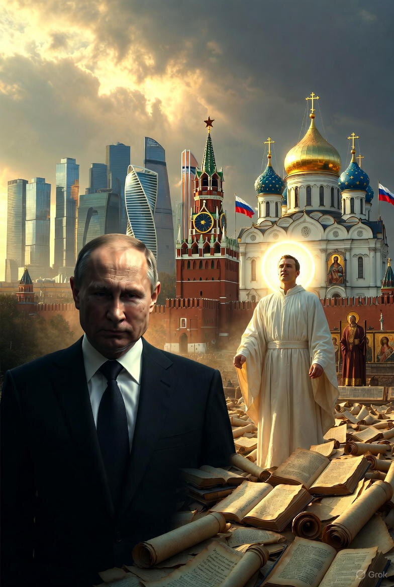 "Пророчество Ефремова и РПЦ: Новый Великий Лидер на пороге", иллюстрация создана сетью Грок