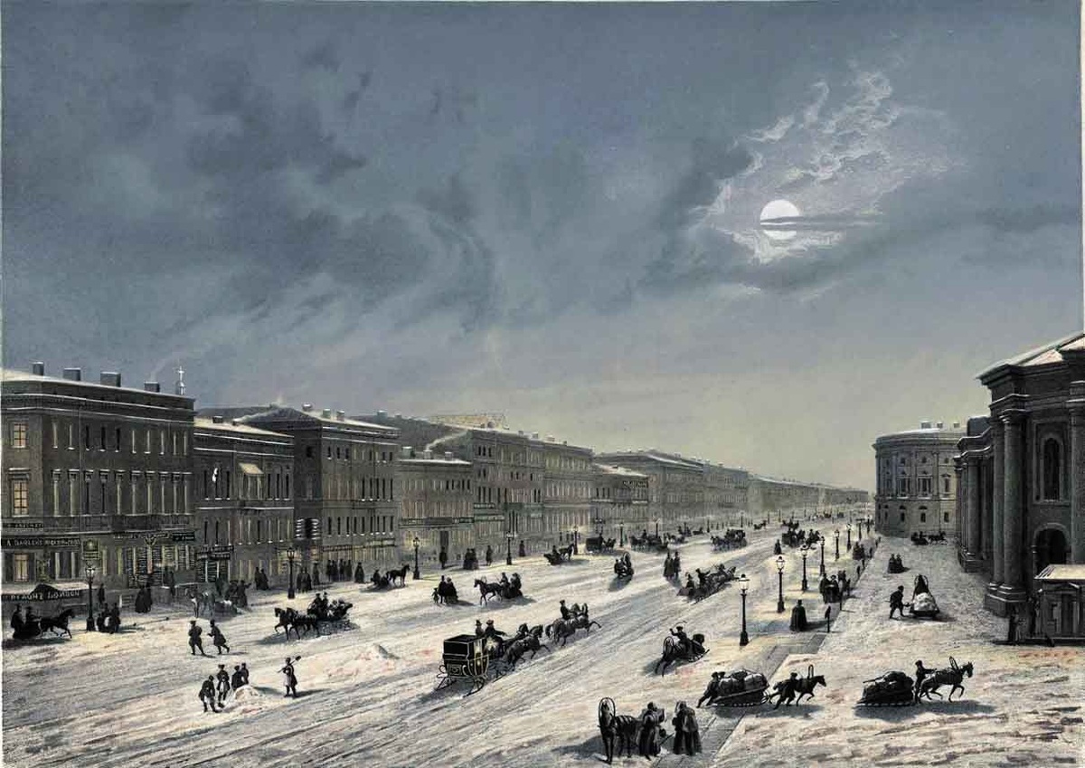 А.И. Шарлемань. Санкт-Петербург, Невский проспект зимой. 1856 год