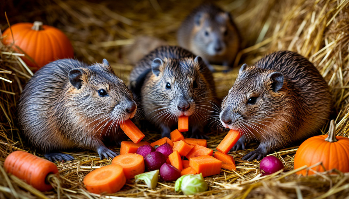 Нутрята едят овощи