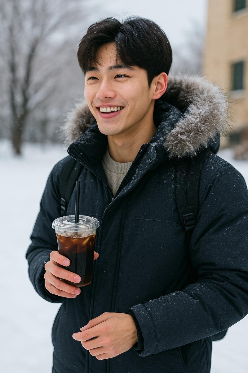 Кореец с кофе. Создано ИИ