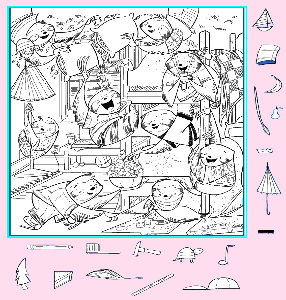 Тест на внимательность: найди кисть, кораблик, грушу, елку и другие предметы на картинке. Картинка подготовлена автором 