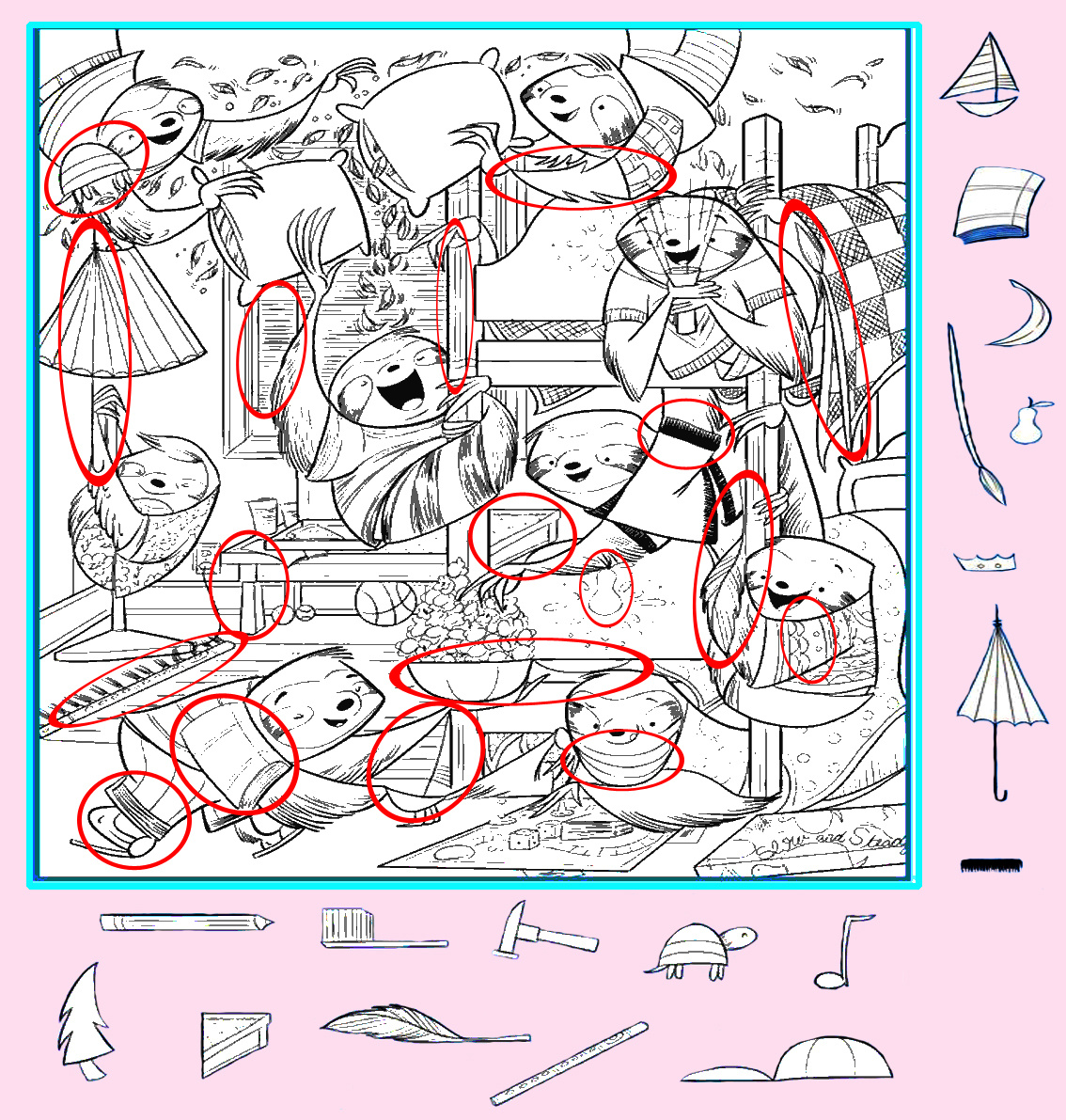 Картинка-ответ (18 спрятанных предметов). Картинка подготовлена автором