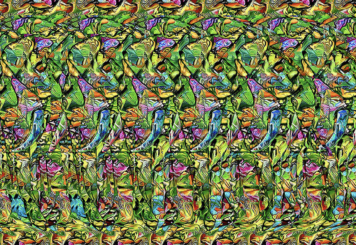 Стереокартинка с объёмным животным внутри: расслабь взгляд и разгляди скрытое 3D-изображение. Оптическая иллюзия, стереокартинка для тренировки зрения и внимательности, угадай, кто спрятан внутри.