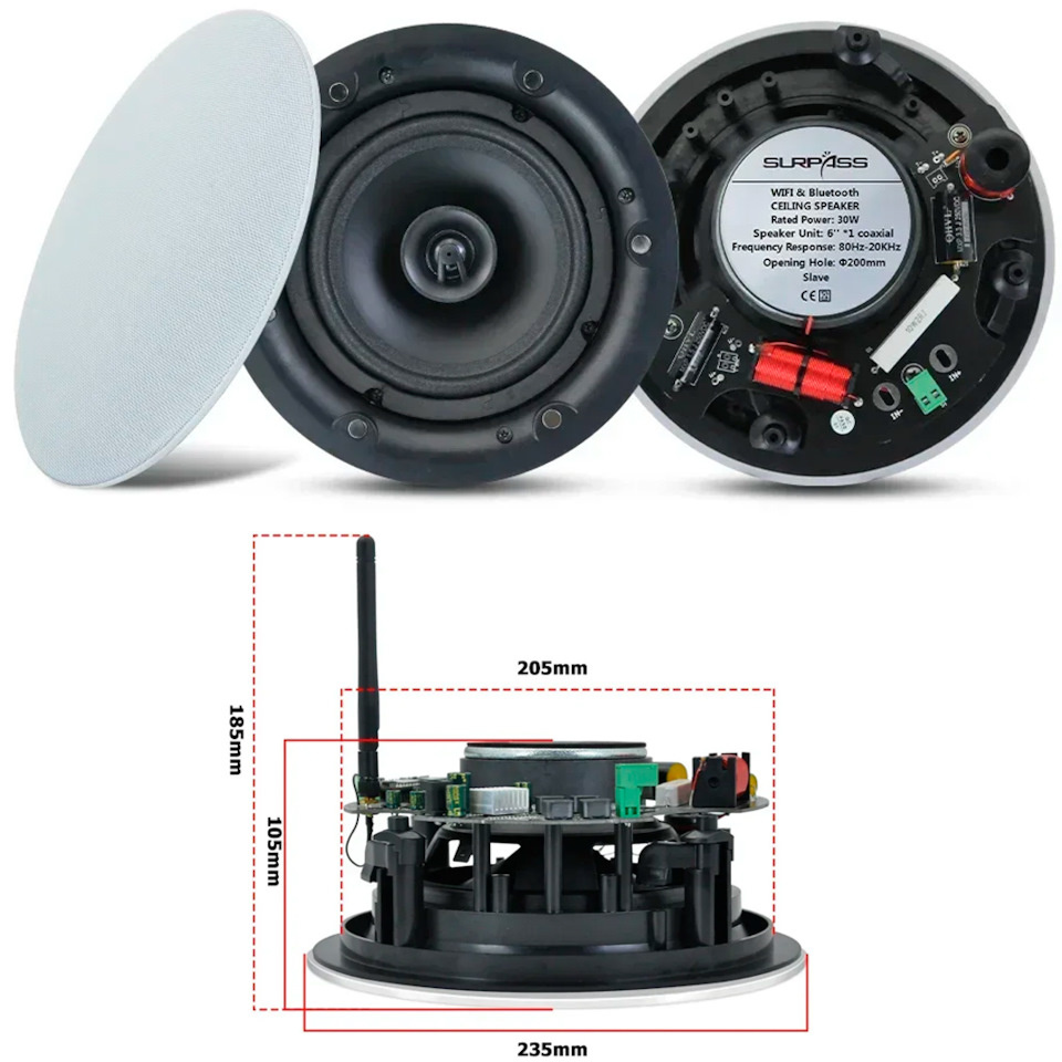 Потолочные динамики с Bluetooth и AirPlay 2 по Wi-Fi