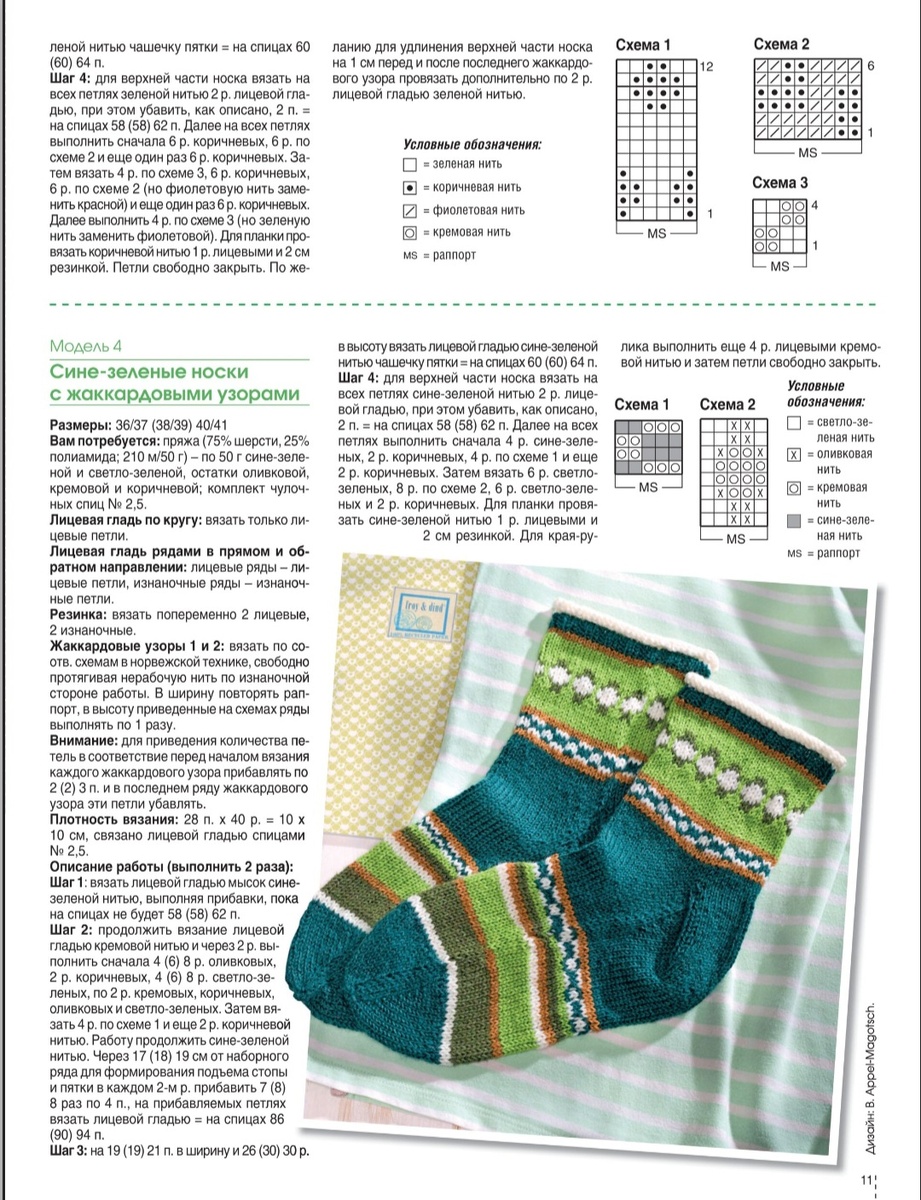 Носки спицами, узор жаккард.2