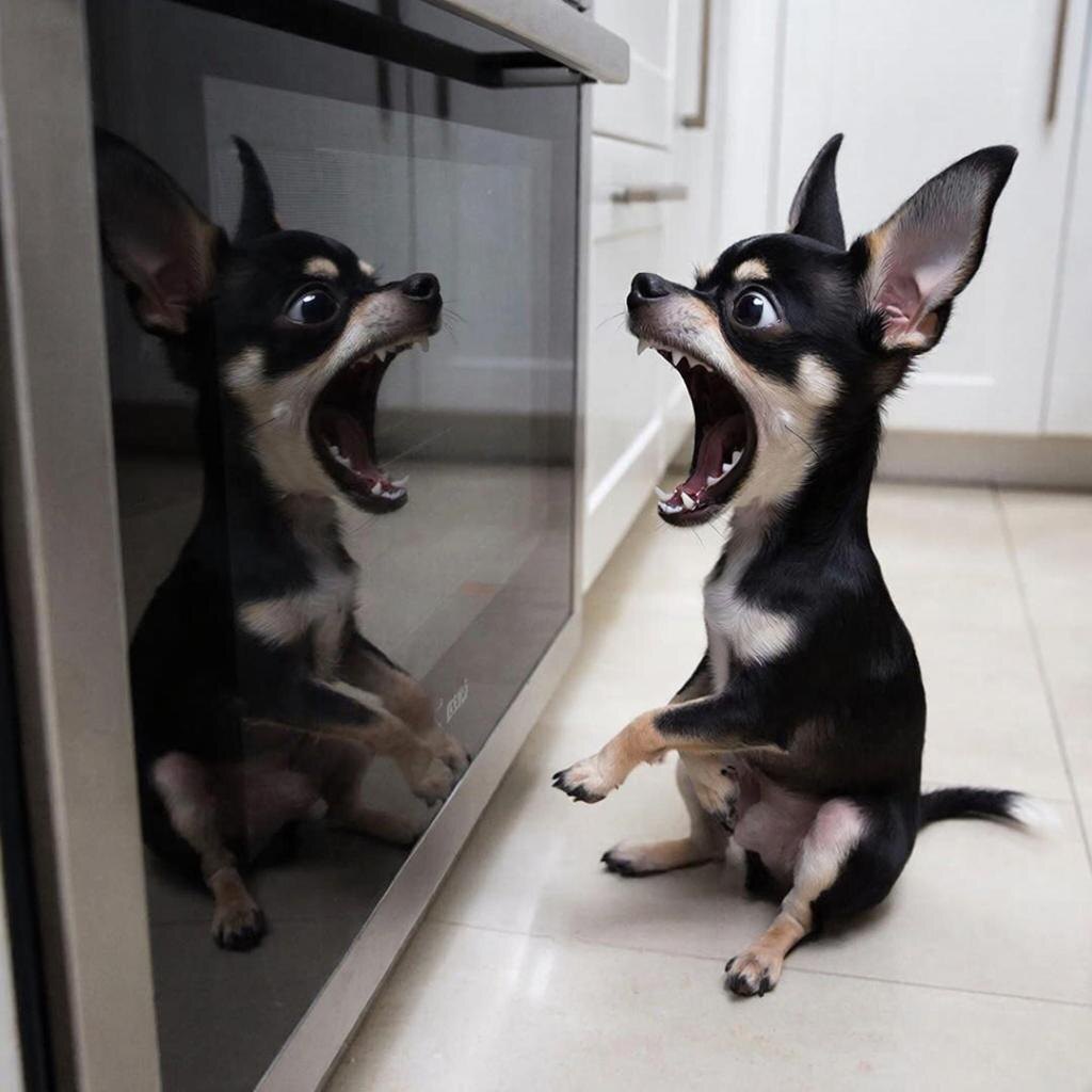 Ваш питомец тоже воюет с невидимым врагом? Дуся-чихуахуа каждый день атакует свое отражение в духовке. Голубь Моисей размышляет, зачем животным (и нам) нужен «Идеальный Враг» — будь то пылесос, собственный хвост или идеально чистое окно. Философский юмор из жизни квартиры, где живут кот и две собаки.