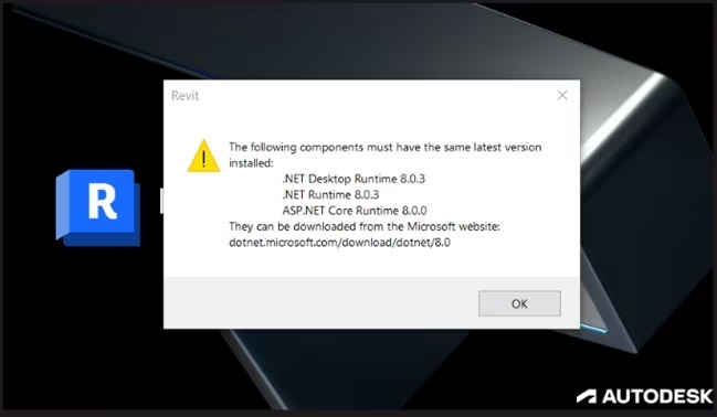 Скрин ошибки при запуске Revit
