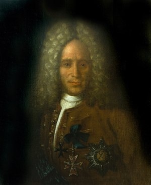 Неизвестный художник «Портрет канцлера графа Гавриила Ивановича Головкина», вторая половина XVIII века. Холст, масло. Размеры: 75 x 59 см.Тульский музей изобразительных искусств. Фото картины взято из открытых источников.