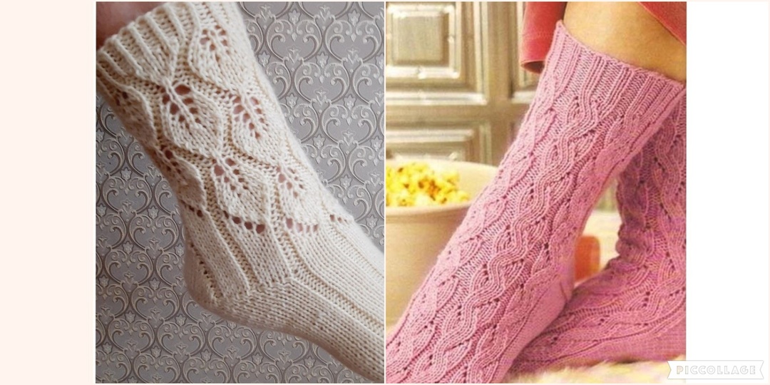 Очаровательные носочки ажурным узором и жаккардом..