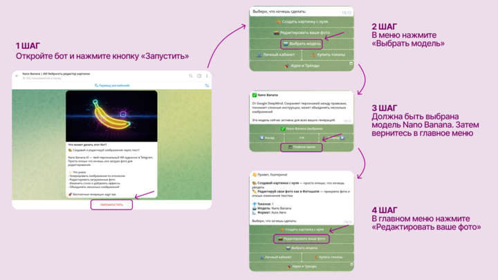 Фото: скриншоты из ТГ-бота @nanobananas_bot