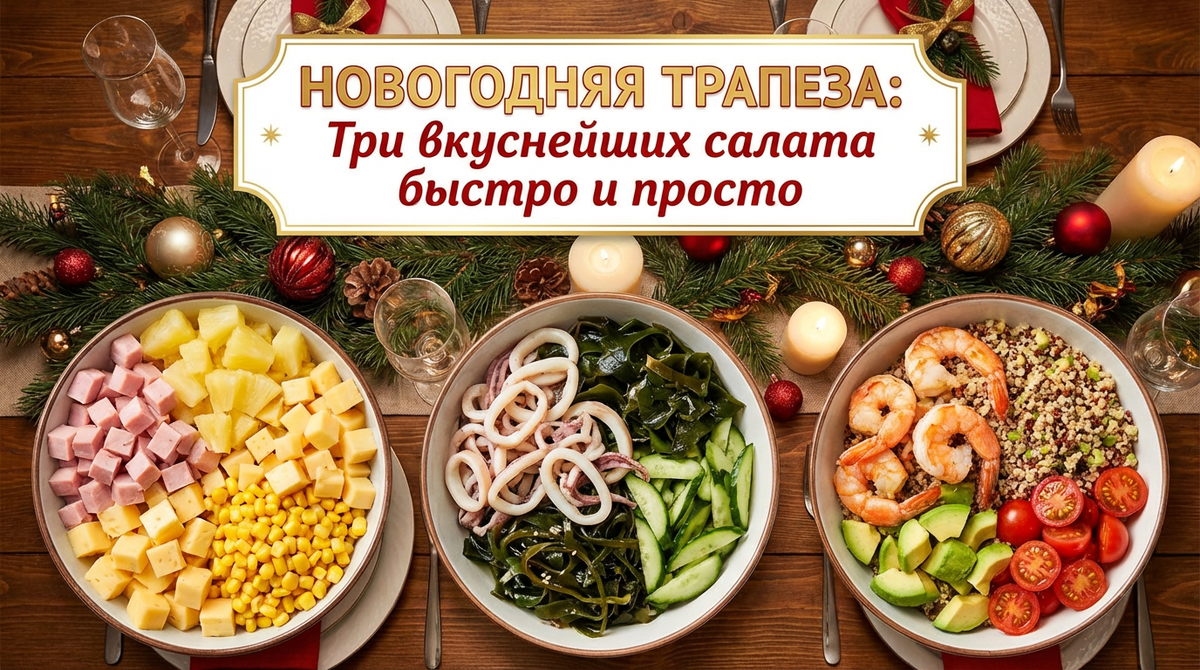 НОВОГОДНЯЯ ТРАПЕЗА: Три вкуснейших салата быстро и просто