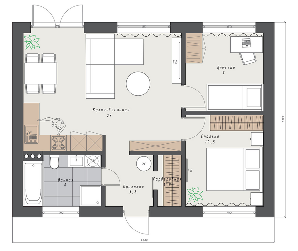 Проект Тулуза, 60 кв.м.