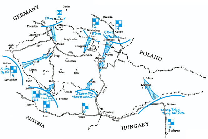 План-схема вторжения в Чехословакию
