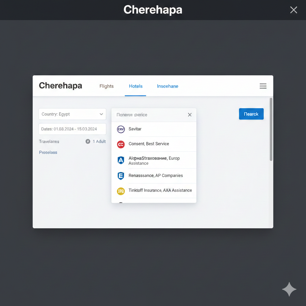 Сравнение страховок для Египта на Cherehapa, как выбрать полис онлайн.