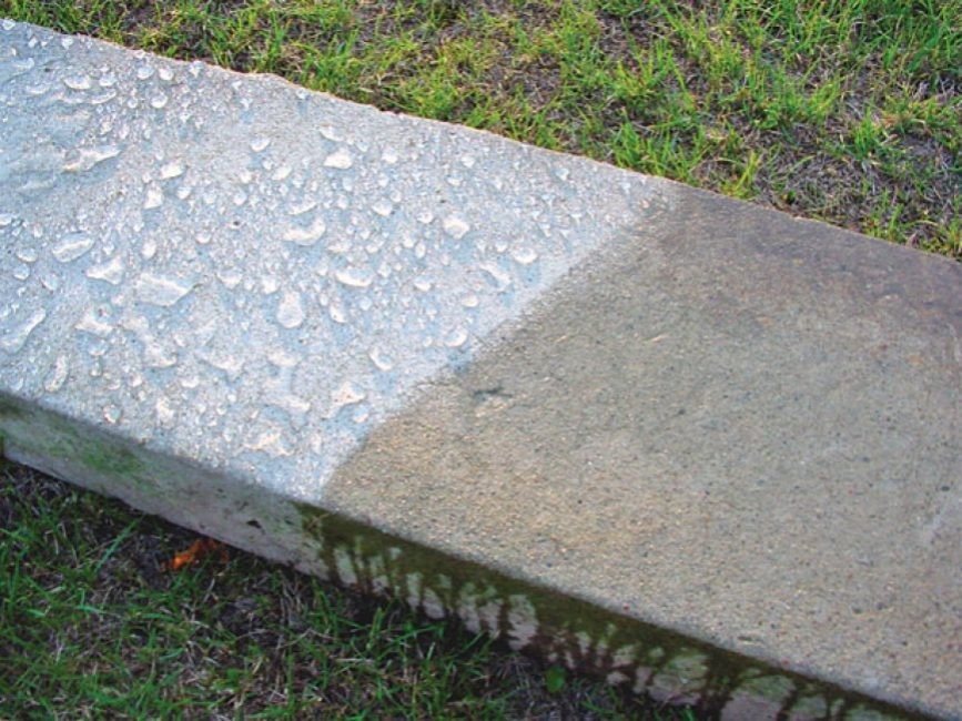 Поверхность с гидрофобизатором и без