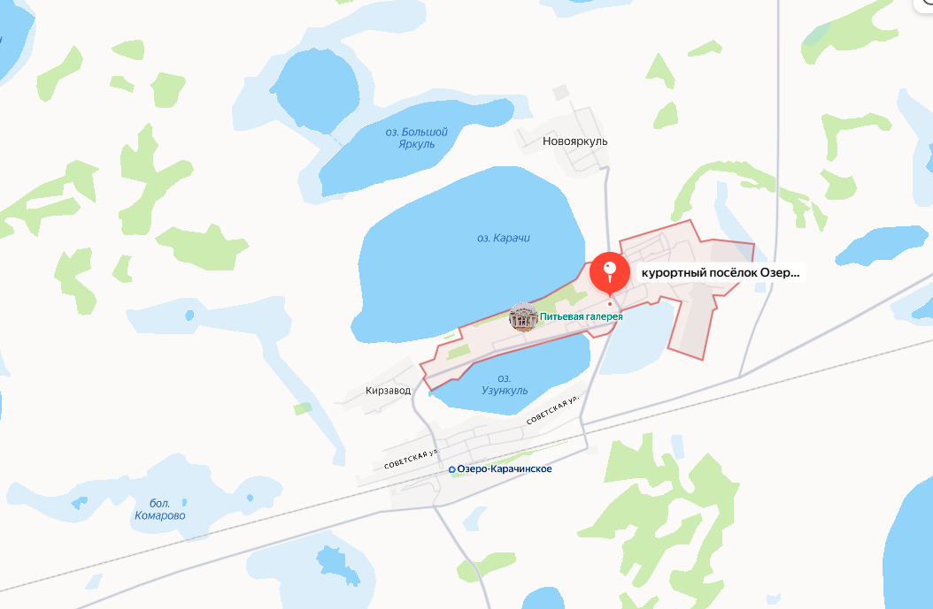 Станция Озеро-Карачинское и окрестности на карте