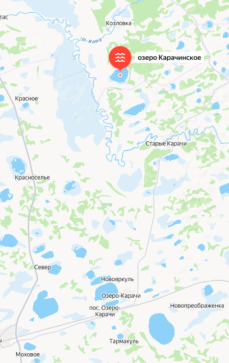 Озера Карачинские на карте