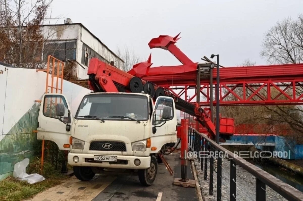    На белгородских «Берегах» устанавливают 17-метрового трёхглавого дракона