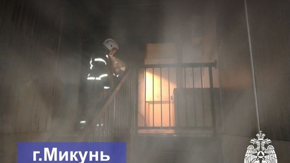 В Микуне при пожаре в многоквартирном доме погиб человек