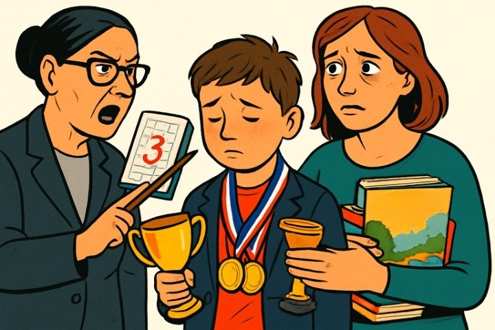 Вы пашете на работе, потом дома — «вторая смена» за уроками до ночи. Клеите, рисуете, решаете... А в школе говорят: «Одни тройки! Вы совсем ребенком не занимаетесь!».