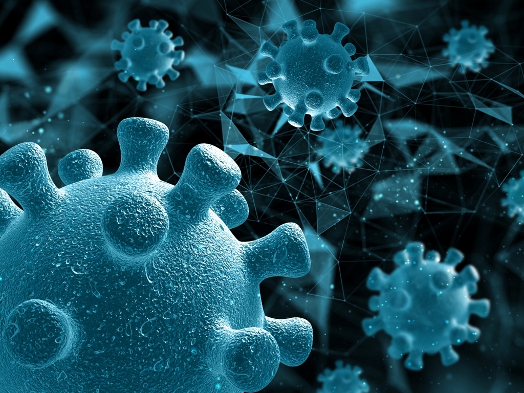    3D abstract medical background with close up of virus cells Ольга Сережникова