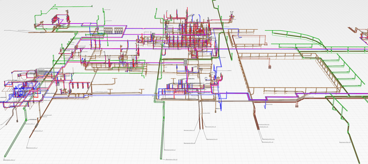 Иллюстрация инженерных систем проектируемого здания термального комплекса «Магия тепла» в Renga. Источник: ИК «АСПРО