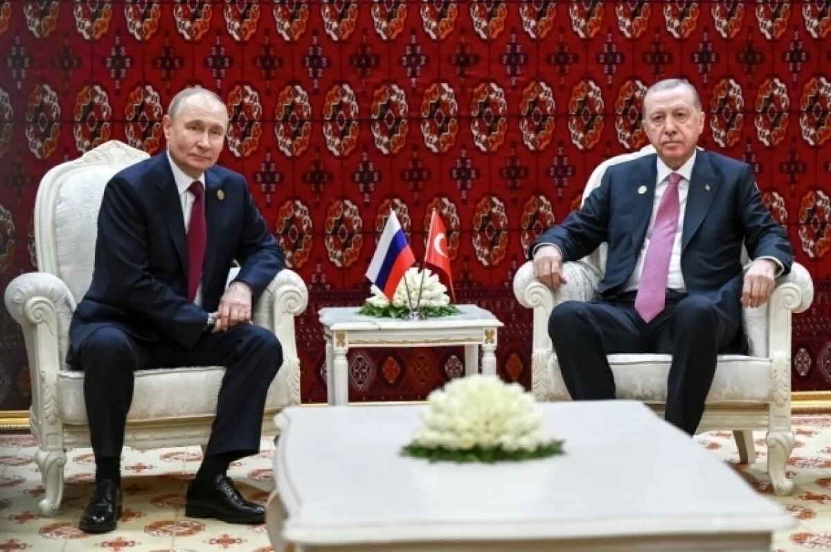    Кремль опубликовал кадры встречи Путина и Эрдогана в Ашхабаде