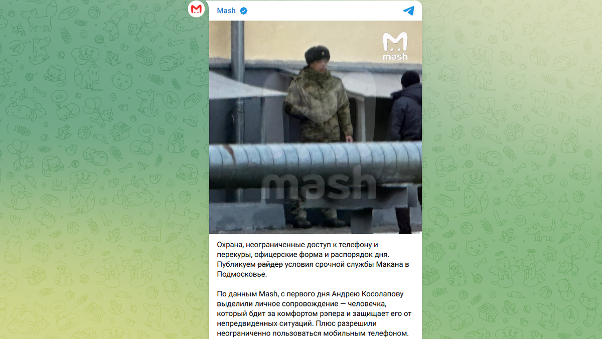 Скрин поста в тг-канале Mash
