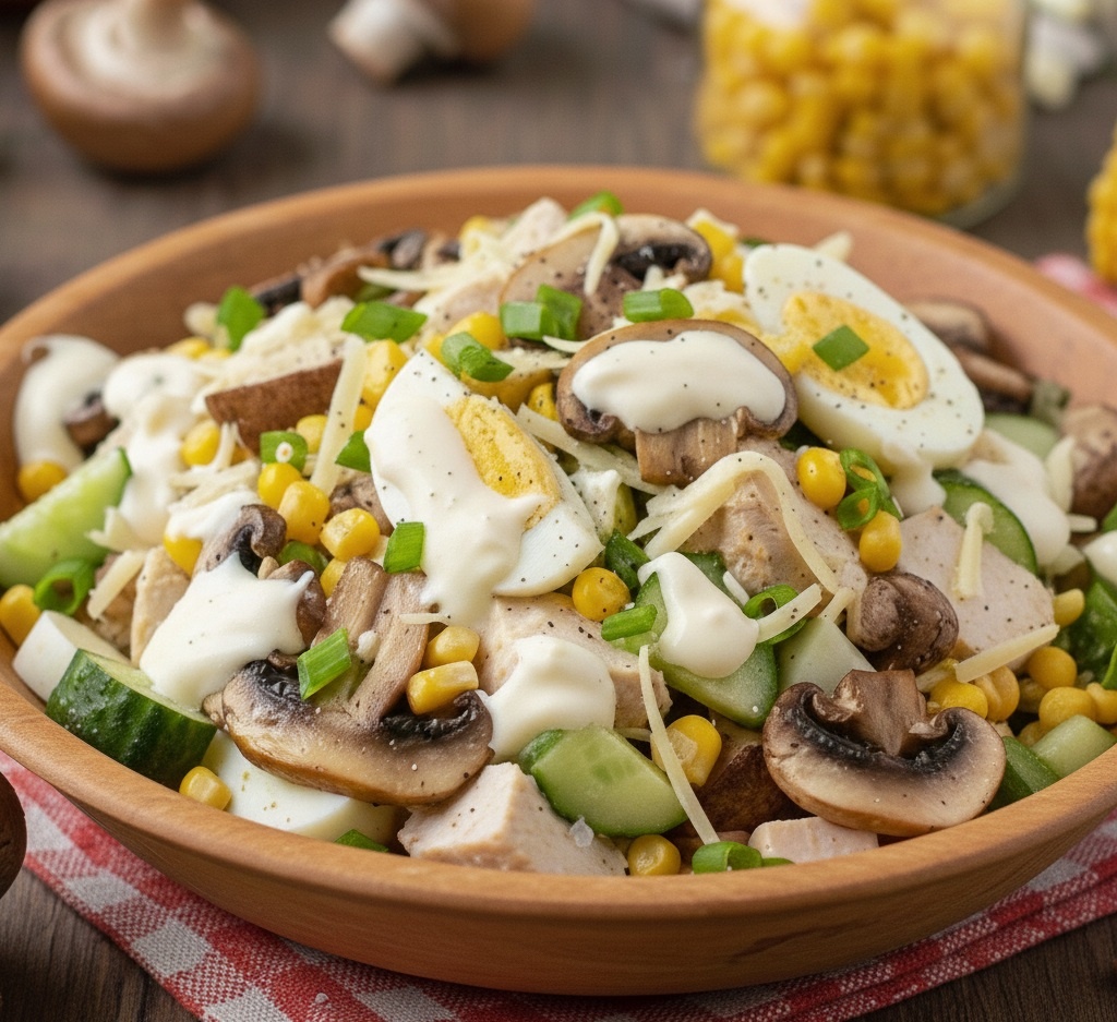 Салат с курицей и грибами