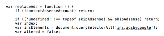 Подмена кода выдачи объявлений Google AdSense