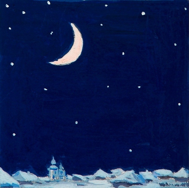 Рисунок для титульного листа серии иллюстраций к повести Н.В.Гоголя "Ночь перед Рождеством", 1952-1953
Бумага, темпера 14,2 х 14,2 см
Новосибирский государственный художественный музей

Бубнов Александр Павлович