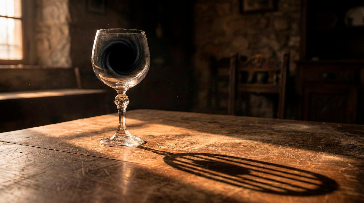 Тень, которую отбрасывает бокал, длиннее, чем кажется