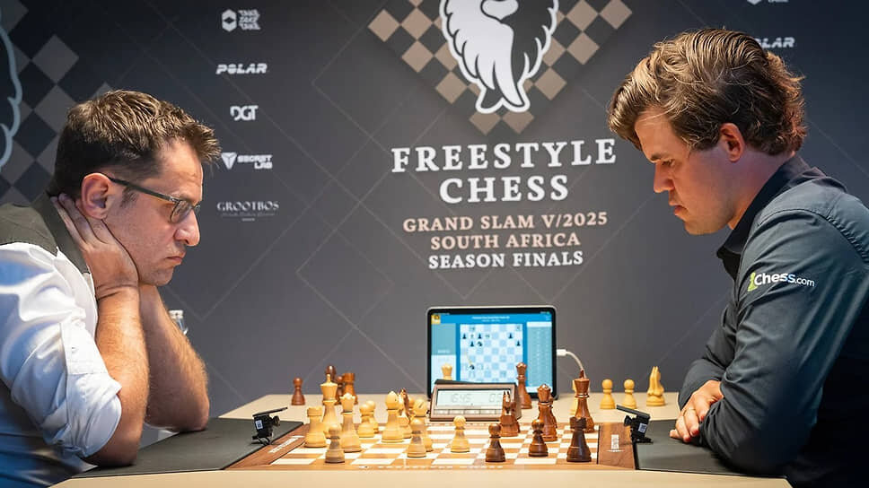 Гроссмейстеры Магнус Карлсен (справа) и Левон Аронян.📷Фото: Lennart Ootes / Freestyle Chess