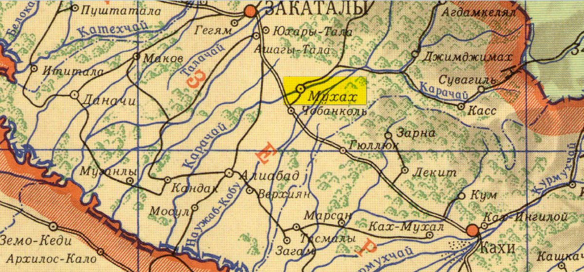 На фото: Мухах__Административная карта Дагестанской АССР за 1958 г.