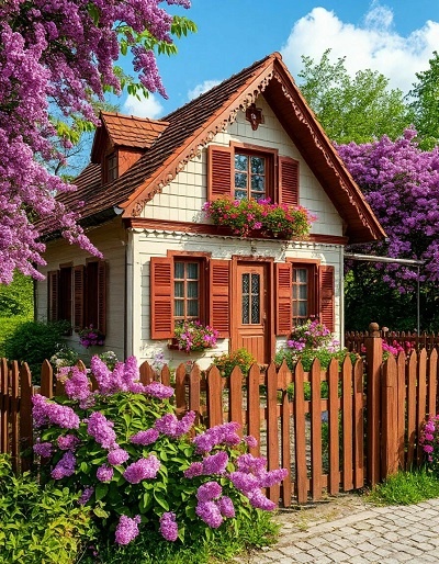 Аккуратный, словно игрушечный домик на узкой улочке