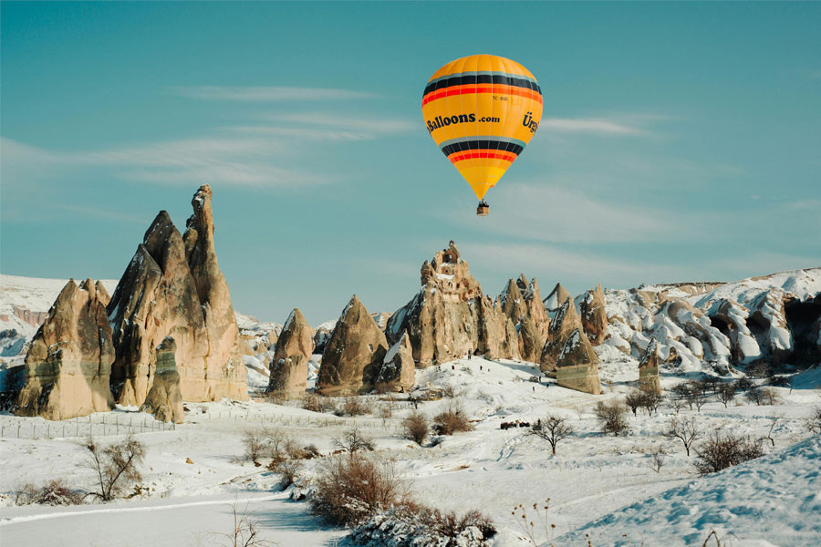 Воздушные шары в Каппадокии зимой