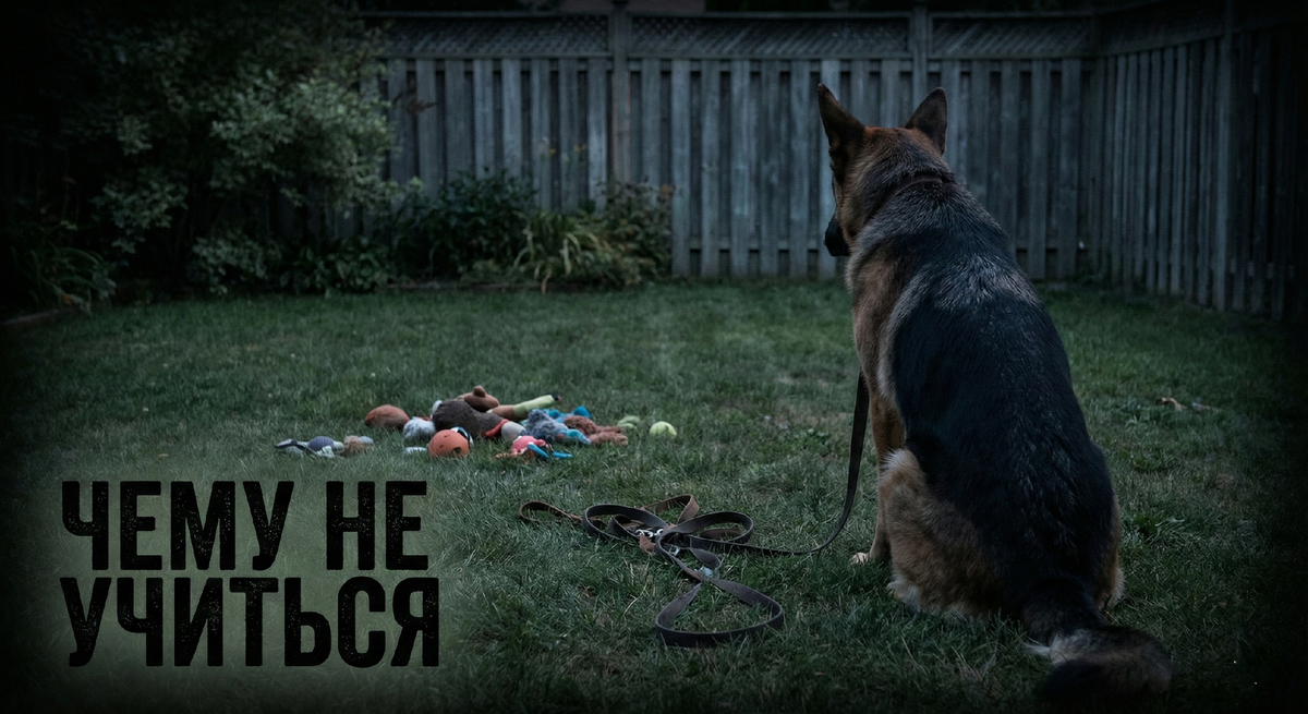 Не каждое занятие на пользу — важно знать, чему не стоит учиться. Иногда лучше сделать паузу и задуматься: а не слишком ли много игрушек, раздражителей и ожиданий мы даём своей собаке? На фото овчарка смотрит вдаль — поводок и игрушки остались за спиной. Учитесь вовремя останавливаться, чтобы не потерять контакт и мотивацию вашего питомца.